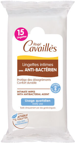 Rogé Cavaillès Lingettes Intimes Anti-bactériennes 15 lingettes