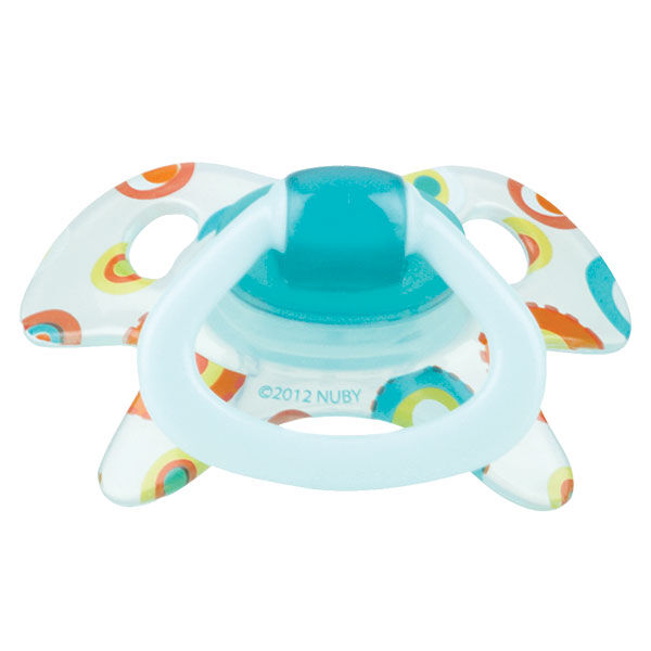 Nuby Sucette PP GEO Silicone Orthodontique Turquoise 6-18 mois