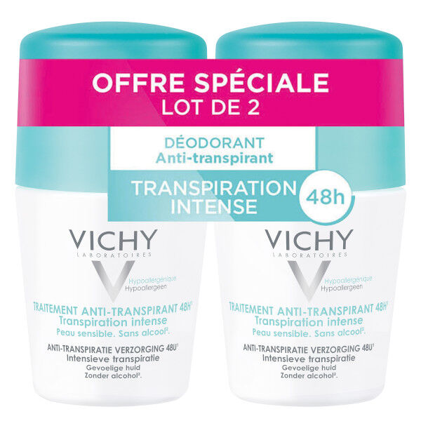 Vichy Déodorant Anti-Transpirant Efficacité 48h Bille Lot de 2 x 50ml