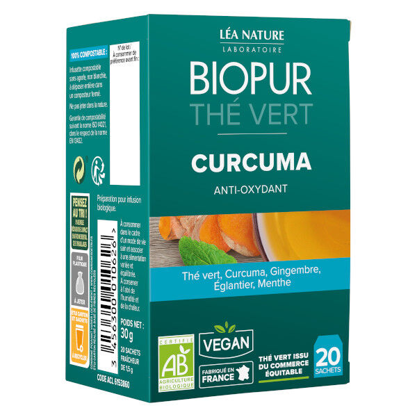 Biopur Thé Vert Curcuma Anti-Oxydant 20 sachets