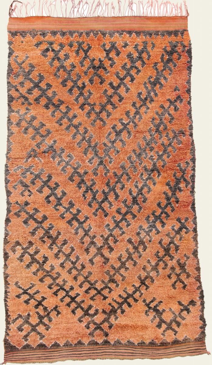 Nain Trading Tapis D'orient Berber Beni Ourain 301x171 Orange/Rose (Maroc, Laine, Noué à la main)