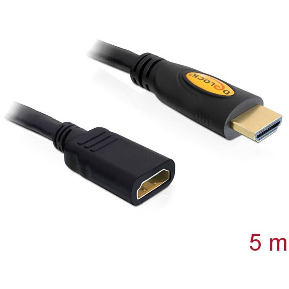 Delock HDMI Rallonge 5.00 m 83082 contacts dorés noir [1x HDMI mâle - 1x HDMI femelle]