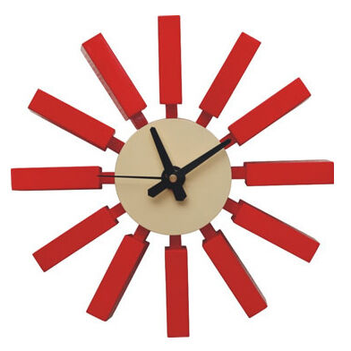 domini horloge murale Block clock rouge - Ø30,5 x P7,5 cm - bois