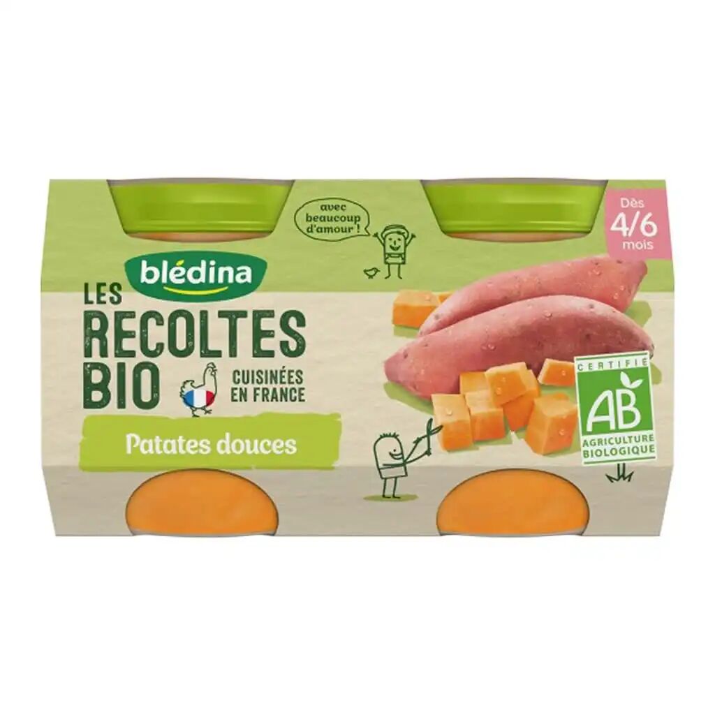 Blédina - Les Récoltes Bio - Patates Douces, 2x130g - Laits Infantiles & Alimentation