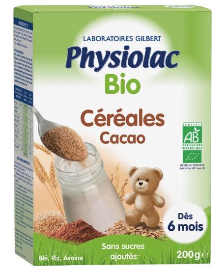 Physiolac - Céréales Bio Cacao 6 Mois, 200g - Laits Infantiles & Alimentation