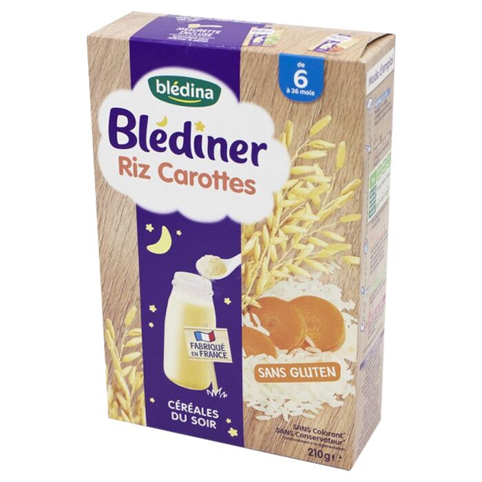 Blédina - Blédiner - Riz Carottes, 210g - Laits Infantiles & Alimentation