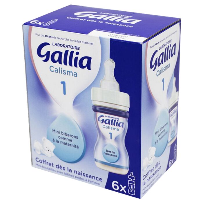 Gallia - Calisma 1 - Coffret Mini-biberons Avec Tétine, 6x70ml + Lait Liquide 1er Âge 0 À 6 Mois - Laits Infantiles & Alimentation