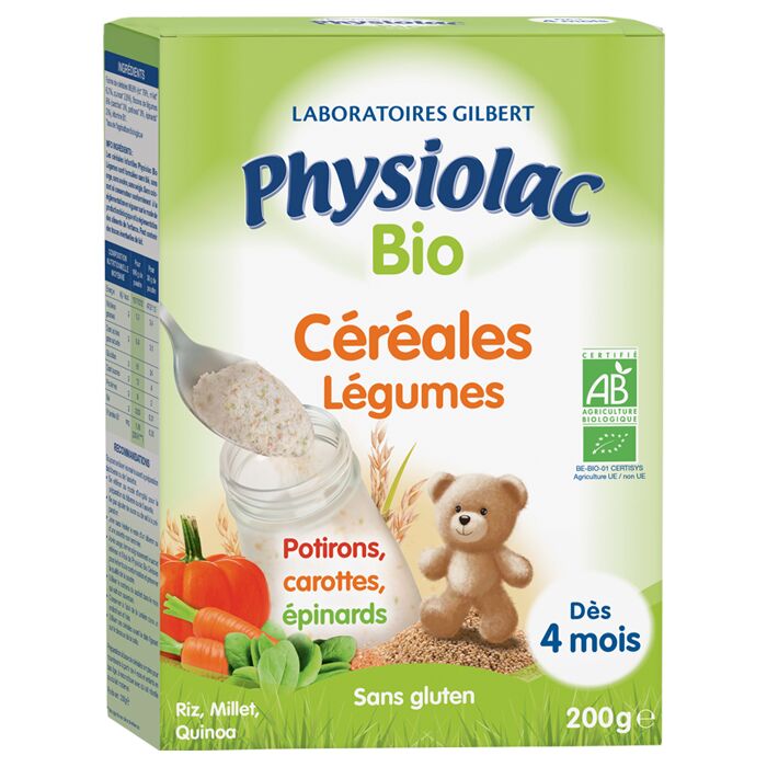 Physiolac - Céréales Légumes Bio 4 Mois, 200g - Laits Infantiles & Alimentation