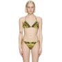 Versace Underwear Black & Yellow Barocco Bikini Top  - A7900 Gold - Size: 32 - Gender: female Stretch nylon jersey bikini top in black featuring signature graphic pattern in yellow. Self-tie halter strap. Self-tie fastening at back. Fully lined. Supplier color: Gold 