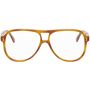 Gucci Brown Pilot Glasses  - 002 Havana - Size: UNI - Gender: female Aviator-style acetate-frame optical glasses in transparent brown. · Integrated nose pads · Size: 57.13 145 · Hardside case included Supplier color: Havana 