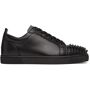 Christian Louboutin Black Louis Junior Spikes Low-Top Sneakers  - CM53 BLACK/BLACK - Size: 45 - Gender: male Low-top buffed calfskin sneakers in black. · Signature stud detailing at toe cap · Tonal lace-up closure · Pull-loop at heel collar · Eyelets at inner side · Buffed leather lining in beige · Tonal textured rubber midsole · Signature red rubber outsole · Tonal hardware Supplier color: Black/Black 