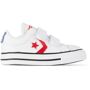 Converse Baby White Varsity Canvas Easy-On Star Player Sneakers  - WHT/RED/BLU - Size: 9 - Gender: unisex Low-top canvas sneakers in white. Leather logo appliqués in red and navy throughout. · Velcro closure · Padded collar · SmartFOAM sockliner · Rubber sole · Machine wash Supplier color: White/University red/Blue Converse US Size: child's foot length 4.5: 4.8 / 12 cm 5: 5 / 12.5 cm 5.5: 5.1 / 13 cm 6: 5.3 / 13.5 cm 6.5: 5.5 / 14 cm 7: 5.6 / 14 cm 7.5: 5.8 / 14.5 cm 8: 6 / 15 cm 8.5: 6.1 / 15.5 cm 9: 6.3 / 16 cm 9.5: 6.5 / 16.5 cm 10: 6.6 / 17 cm 10.5: 6.8 / 17.5 cm 