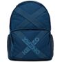 Kenzo Navy Sport Logo Backpack  - 78 - INK - Size: UNI - Gender: male Nylon-blend canvas backpack in navy. Tonal buffed leather and mesh trim throughout. Adjustable twin padded shoulder straps featuring sternum strap with press-release fastening. Zippered pocket and crisscrossing elasticized straps featuring logo bonded in white at face. Elasticized mesh pocket at sides. Two-way zip closure at main compartment. Zippered pocket, card slot, and logo printed in white at interior. Tonal canvas lining. Tonal hardware. Approx. 12 length x 16.5 height x 5 width. Supplier color: Ink 