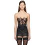 Dolce & Gabbana Black Lace Bustier  - N0000 NERO - Size: 30 - Gender: female Cotton and nylon-blend lace bustier in black featuring embroidered floral pattern and scalloped edges throughout. · Underwire at cups · Hook-eye fastening at back Supplier color: Black 