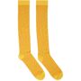 Fendi Yellow FF Vertigo Socks  - F0QF1 YELLO - Size: 42/43 - Gender: male Calf-high stretch jacquard knit cotton and nylon-blend socks in yellow featuring logo pattern in orange throughout. Rib knit cuffs. Supplier color: Yellow 