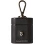 Alexander McQueen Black Skull AirPods Case  - 1000 BLACK - Size: UNI - Gender: unisex Structured grained leather headphone case in black. Logo hardware and silver-tone logo stamp at face. - Logo-engraved lanyard clasp fastening - Charger opening at base - Foldover flap - Gunmetal-tone hardware - H2 x W1.75 x D1 in Supplier color: Black 