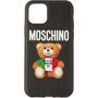 Moschino Black Italian Teddy Bear iPhone 11 Pro Case  - A1555 BLACK - Size: UNI - Gender: unisex Rigid rubber phone case in black. Logo printed in white and graphic printed in multicolor at face. Logo printed in white at interior. Approx. 2.75” length x 5.75” height. Supplier color: Black 
