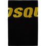 Dsquared2 Black & Yellow Logo Beach Towel  - 014 BLACK/Y - Size: UNI - Gender: unisex Rectangular cotton terrycloth towel in black. Jacquard logo woven in yellow at face. H75.5 x W40 in Supplier color: Black/Yellow 