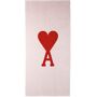 AMI Alexandre Mattiussi White & Red Ami de Cœur Beach Towel  - WHITE/RED/102 - Size: UNI - Gender: unisex Rectangular cotton terry cloth towel in white and red. Jacquard woven logo in red at face. H70.8 x W33.4 in /H180 x W85 cm Supplier color: White/Red 