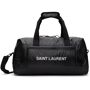 Saint Laurent Black NUXX Duffle Bag  - 1054 BLACK - Size: UNI - Gender: male Technical satin ripstop duffle bag in black. Logo printed in silver-tone at face. · Twin carry handles · Adjustable and detachable shoulder strap · Zip pocket at face and interior · Zip closure · Canvas lining · H10 x W19 x D8.5 in Supplier color: Black 