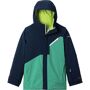 Columbia Boys' Winter District Jacket - Large - Collegiate Navy / Bright Emerald- Men The Columbia Boys' Winter District Jacket is a winter jacket for all the Snowsports he can handle. Ski, SnowBoard or load up on Snow forts, Snowmen and Snowball fights. Omni-Tech provides waterproof/breathable protection from the Snow, and other elements while Omni-Heat is a reflective lining, designed to keep him warm with the help of his own body heat. It's also packed with synthetic Insulation for extra warmth. Good for more than one season, as it Features the OUTGROWN grow system, so you can extend the sleeves the next year, then shrink them back up the year after that for the younger sibling. Features of the Columbia Boys' Winter District Jacket Omni-Tech waterproof, breathable Omni-Heat reflective lining Outgrown grow system Attached, adjustable hood Adjustable, snap back powder skirt Silicone grippers on powder skirt Zippered hand and chest pockets Ski pass pocket Media and goggle pocket Warm-lined pockets Adjustable sleeve cuffs Reflective detail Comfort cuff with thumb hole Fabric Details Omni-Tech rebound stretch 100% Polyester Lining: 100% Polyester Insulation: Microtemp XF II 100% Polyester 