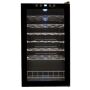 VINOTEMP 34-Bottle Touchscreen Wine Cooler, Black Maintain optimum temperature for your wine collection with the VT-34 TS wine cooler. This attractive 34-bottle wine cooler has a black body and door, plus special features like a touchscreen control panel. In addition to an internal light and the ability to toggle between a Celsius and Fahrenheit display, this cooler includes a control panel lock. Wine cooler has sturdy wire shelf racking and a small bulk storage section at the bottom. This unit is meant for freestanding use only. 