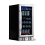 NewAir 15 in. 96 (12 oz.) Can Built-In Beverage Cooler Fridge w/ Precision Temp Controls, Adjustable Shelves, Stainless Steel, Stainless Steel / Black Body The NewAir 15 in. Built-In 96 Can Beverage Fridge slides easily between standard base cabinets in your kitchen. It can also stand-alone anywhere you like. This single-zone fridge features precision temperature controls that let you chill 96 standard cans all the way down to 37 degree F for icy refreshment. Color: Stainless Steel / Black Body. 