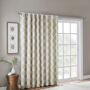 Sun Smart Kagen Taupe Blackout Printed Ikat Patio Window Panel Curtain 100 in. W x 84 in. L, Brown Introducing a modern and stylish take on energy efficiency, our SunSmart Kagen Printed Ikat Blackout Patio Panel is the perfect update to any room. Fresh and chic, this patio panel features a printed taupe ikat design on a textured firm base fabric, creating dimension for a cool and casual look. Silver grommet top detail makes it easy to hang, open, and close panels throughout the day; while fitting up to a standard 1.25  diameter rod,this blackout patio panel is perfect for any wide or average window space by providing full coverage with its extra width. Give your space a beautiful, one-of-a-kind update with this contemporary blackout patio panel. 
