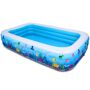 JOYDECOR Family 103 in. x 70 in. x 24 in. Rectangle Depth of Pool 24 in. Inflatable Pool Above Ground Kiddle Pool for Adult Kids, Blue Large inflatable swimming pool is perfect to be used indoors, or bring it to the garden for kids or family party, also can be used for outdoor, patio party, beach, lakeside, and more! 1-year warranty, free replacement or refund promised for any quality issue. Make the most of summertime fun with the AsterOutdoor 103  x 70  x 24   Inflatable Above Ground Rectangular Swimming Pool with 3 Air Chambers. The entire family can enjoy this full-sized inflatable pool. The three individual air chamber design makes the pool more sturdy and stable. If there is ever an air leak, no need to worry since each air chamber is individual and will only effect the chamber that has a leak. Our PVC material is also 30% thicker than most to help prevent punctures and provide more safety. If you have an electric pump handy, then filling the pool will only take 3-4 minutes. This rectangular shaped outdoor swimming pool is portable and perfect for every backyard, patio, outdoor party, famiily event, picnic, beach, lakeside or any social gathering. Color: Blue. 