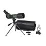 Celestron LandScout 20 - 60 x 65 mm Spotting Scope With Table-Top Tripod and Smartphone Adapter Celestron's LandScout spotting scope is a customer favorite, known for its versatility and ease of use. For the first time, this beloved spotting scope is now available in a bundle with the Celestron Smartphone Adapter and a tabletop tripod-the perfect beginner's Digi scoping kit. This bundle is compact and lightweight, ideal for carrying along on a backpacking trip, a casual hike, or a birding expedition. You'll be able to quickly set up this spotting scope and attach the smartphone adapter to capture stunning images and video of your subject. Share your greatest discoveries with friends and family by pairing the LandScout spotting scope with the included smartphone adapter. This accessory connects any smartphone to the LandScout eyepiece (or any other eyepiece with an outside diameter of 45 mm or smaller, such as a binocular or telescope eyepiece). The eyepiece's magnification bumps up the image scale, so you can capture stunning images of wildlife, distant objects, and even the Moon at night. This light, rigid smartphone adapter installs in-seconds by clamping over the top of the eyepiece. Tightening knobs securely lock your phone in place. Note that some large and/or excessively bulky phone cases (including folio style cases) may need to be removed for the phone to fit in the adapter. 
