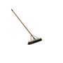 Everbilt 24 in. SS Push Broom with Wood Handle, Black Soft polypropylene fibers with split tips are great for fine sweeping. This broom measures 7/8 in. thick on a solid hardwood block and 1/2 in. W steel broom brace. A die-cast connector eliminates loose handles. Good for smooth indoor surfaces, it includes a 1-1/8 in. x 60 in. wood handle and 5-year limited warranty. Color: Black. 