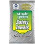 Simple Green Safety Towels (5-Count) (Case of 50), White Simple Green Safety Towels are larger-sized wipes for heavy-duty, multi-purpose cleaning. They are pre-moistened with Crystal Simple Green, a powerful cleaner and degreaser. The durable, dual-sided wipes feature a scouring side for tough scrubbing and a smooth side for a non-abrasive, lint-free shine. The wipes feature excellent wicking and fluid holding capacity for cleaning liquid spills and are thermally bonded and melt-blown to ensure durability and resistance to rot and mildew. Easily remove grease, oil, food spills, wet paint, carbon, graphite, tar, soot, grime, most inks and more. They are safe for use on all washable surfaces including metals, concrete, rubber, finished wood, tile, laminates, concrete, stone, porcelain, carpets and other industrial surfaces. The cleaning solution contains no added color or scent and is NSF registered for use in food processing facilities and commercial kitchens. Color: White. 