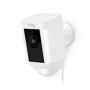 Ring Refurbished Spot Light Cam Wired Outdoor Rectangle Security Camera in White Get non-stop security and non-stop power with Ring Spotlight Cam Wired, a motion-activated security camera with two-way audio, LED spotlights and a siren alarm. Armed with 1080p HD video, custom motion zones and simple plug-and-play installation, Ring Spotlight Cam Wired adds smart security to every corner of your home. Ring Spotlight Cam Wired lets you create and customize your own motion zones, so you can focus on the most important areas of your home. When anyone steps on your property and triggers your motion sensors, you'll get an instant alert on your phone, tablet and PC. Answer the alert and you can see, hear and speak to people on your property from anywhere. Ring also lets you check-in on your property at any time with Live View, so you can get streaming video and audio right at your fingertips. Its built-in night vision and LED spotlights allow you to protect your home around the clock and get high-quality HD video in any setting. And if you catch a suspicious person at your home, you can sound the 110 dB alarm to scare them away. Ring Spotlight Cam Wired plugs into standard power outlets, so you'll never have to worry about charging a battery and it comes with everything you need to get your camera setup in just a few minutes. With your purchase, you'll also get a free 30-day trial of Ring Video Recording, so you can review, save and share all your videos at any time. Color: white. 