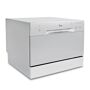 Barton 18 in. Silver Portable 120-Volt Dishwasher with 6-Cycles Wash 6-Place Settings Capacity (ENERGY STAR) Ensue 600-Watt portable dishwasher with front electronic control features 6 different washing programs, residual heat drying system and high pressurized water cleaning jets. It has a sleek modern design retrofitted for countertop or compact installation and constructed from stainless steel and thermoplastic material for reliable performance. Capable of loading up to 6 standard place settings up to 10.5 in. Diameter. The automatic detergent and rinse-aid dispenser ensures a crystal clean washing solution. Meets and exceeds federal guidelines for energy efficiency with the ENERGY STAR certification, which estimates annual energy cost around 17 using natural gas water heater and 25 when used with electric water heater; usage of 203 kWh per year. This portable dishwasher runs more energy efficiently, with significantly lower noise output at 55 dBA than traditional dishwashers on the market. The perfect home improvement addition for apartments, office kitchens, compact spaces and limited sized areas. Color: Silver. 