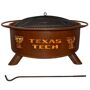 Texas Tech 29 in. x 18 in. Round Steel Wood Burning Fire Pit in Rust with Grill Poker Spark Screen and Cover, Rust Patina BUILT TO RUST - GUARANTEED TO LAST. All fire pits come with a natural rust Patina finish that ages beautifully over time. Patina Products does not use harmful paints or coatings on the fire pits. When you receive your fire pit the patina finish may not be uniform so expect tones of amber, green, yellow, white, black, brown and even bare metal to be visible. It may be rough, dusty and flaky to the touch. Once you start a fire the color of your fire pit will quickly change to a pleasing deep, dark red color that will last for years to come (All Patina fire pits come with a limited 5-year warranty). Patina Products produces their plasma cut classic, collegiate, and custom fire pits designs on demand at their facility in Arroyo Grande, California. Every fire pit is manufactured from the highest grade 16-Gauge cold-rolled steel. The bowl or burn box of the Patina fire pit is deep drawn from a single piece of steel (there are no seams) and all the parts including the legs, safety ring and accessory supports are welded in place. The portable design allows the fire pit to move easily from barbecues, gatherings, camping, tailgating or a quiet evening at home. A sturdy mesh screen is welded to the inside of the fire pit to prevent sparks and embers from escaping. All Patina fire pits include a poker for moving wood and coals, a spark screen lid to keep the fire safe, a BBQ grill for cooking and an optional weather cover to protect the fire pit when it is not in use. 