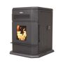Vogelzang 2200 sq. ft. EPA Certified Pellet stove with 120 lbs. Hopper and Remote Control Built with both brains and brawn, the VG5790 pellet stove is a big performer that is sure to exceed your expectations. This fully automatic pellet stove sets itself apart from the pack by offering up to 65,000 BTUs of clean, efficient pellet heat. To power this engine it has a massive 120 lb hopper that offers up to 60 hours of burn time between fillings. On the brains side, the side mounted controls are easy to use and offer simple adjustments to keep you comfortable. It can be used in manual mode as well as an automatic mode with a temperature set point. So that you can adjust it from your recliner, it comes with an infrared remote control. Pellet heaters work by using a software driven control board to precisely deliver a pre-determined amount of fuel from the hopper into a burn chamber. An electric heating element, used only in startup, heats the pellets until they ignite. The combustion blower forces air through the burn chamber and once ignited, it provides an active combustion of the pellets resulting in very little ash. The exhaust and heat pass through one side of air chambers where on the other side, the variable speed room blower gathers the heat and distributes this through the room. This entire process results in a very clean burning, efficient heating machine for your home. 