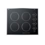 Summit Appliance 24 in. Radiant Electric Cooktop in Black with 4 Elements Summit introduces a new series of smooth-top electric cooktops sized for 24 in. wide kitchen counter spaces, all made with the industry's best elements. The CR424BL is a 220 Volt cooktop featuring four 1200 Watt burners made by E.G.O. in Germany. The smooth black ceramic glass surface is constructed from Schott Ceran for long-lasting durability, easy cleanup, and sleek kitchen style. An elegant trim in 304 grade stainless steel completes the look. Sized for 24 in. wide countertop spaces, the CR424BL fits many common cutout sizes. 