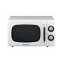 Magic Chef Retro 0.7 cu. ft. Countertop Microwave in White The Magic Chef Retro styled 0.7 cu. ft. microwave provides easy to use microwave cooking with classic style in your kitchen. 700-Watt of cooking power will easily cook or reheat your foods. 0.7 cu. ft. capacity provides a compact microwave unit for those consumers who need to maximize space. Color: White. 