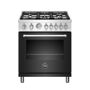 Bertazzoni Master Series 30  4.7 cu. Ft. Gas Range with 5 Burners and Dual Convection Oven in Matte Black Master Series 30 Inch Freestanding Gas Range with 5 Burners, Sealed Cooktop, 4.7 cu. ft. Primary Oven Capacity, Convection Oven, Viewing Window, Continuous Cast Iron Grates in Matte Black. 