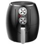 Brentwood Appliances 3.2 qt. Black Air Fryer with Timer and Temperature Control Serve up a banquet of delicious fried foods with the Brentwood 3.2 Qt. 1,200-Watt Electric Air Fryer with Timer and Temperature Control. This fryer cooks quickly and evenly without the guilt of extra fat and calories. It requires little-to-no oil to beautifully cook french fries, onion rings, chicken wings, steak, roasted veggies, and more. Use the quick-reference temperature guide and the 30-minute timer with auto-shutoff for fast, crispy result. . The Black/Silver fryer's cool-touch, removable fry basket makes serving easy. The frying pan and basket is made with a nonstick surface for effortless cleanup. 