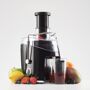Brentwood Appliances 15 oz. Black Juice Extractor Now you can easily juice fruits, veggies, leafy greens and more. The powerful Brentwood Appliances' JC-452B 2-Speed 400 Watt Juice Extractor pulverizes whole fruits and vegetables, extracting deliciously fresh and healthy juice. Enjoy juice immediately with the included 15oz graduated jar. Removable parts are dishwasher safe while a safety interlock prevents accidents. Color: Black. 