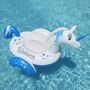 Swimline 108 in. x 73 in. White/Blue Giant Ride-On Unicorn Pool Float, White and Blue Live in the land of make believe with Swimline's Giant Unicorn Ride-on. Have fun on this giant mythical creature. Looks great in the pool and plenty of room for 2 people. Includes 2 sturdy vinyl and is made of heavy duty vinyl construction for hours of fun in the water. Color: White and Blue. 