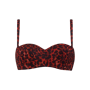 Marlies Dekkers panthera strapless bikini top   wired padded black and red - 34C Leopard print is always a good idea, right? Channel Cleopatra's wild side in this strapless red bikini top with leopard print. To match your style with your mood, we've added detachable shoulder straps. The round-edged cups with 3 seams on the front create a scallop shape.  This strapless shape is specially designed to provide steady support. Unlike in our traditional balcony shape, the wires of this strapless bikini are with equal height on both sides. This provides you with some extra support when wearing this bikini top without shoulder straps. Wires partially enclose the breasts creating a modest but alluring décolleté.  Combine this red bikini top with one of the matching leopard print bikini bottoms and turn up the heat anywhere you go! 