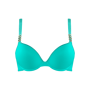 Marlies Dekkers siren of the nile push up bra   wired padded turquoise - 32D Looking for the perfect push up bra? Look no further! This turquoise push up bra complements every skin tone. Crafted from a jacquard fabric with a wave-like relief, you're ready for a lovely summer day. The gold-toned metal snake ornaments and gold colored piping add a unique finishing touch. This blue bra has closely fitted wires and small cushions to create a gorgeous cleavage without compromising on comfort. Dare to feel irresistibly sexy in this green bra. 