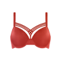 Marlies Dekkers dame de paris plunge bra   wired padded red - 32DD/E This red padded plunge bra is the epitome of sensuality. The eye-catching play of lines adorning the top of the cups refer to the glorious Notre-Dame Cathedral, resulting in a similar gracious and elegant décolleté. Padding gives you extra support and the wires enclosing parts of the breasts accentuate a deep cleavage. Choose this shape for a very sensual feel. 