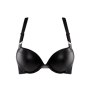 Marlies Dekkers femme fatale super push up bra   wired padded black - 36B This black super push up bra’s bold woven shoulder straps with metal rings decorate the front and upper back, symbolising the female-focused crime movie Femme Fatale. Beautifully embossed leather  reminds you of the power of promiscuity. The inside of the cups is a beautiful deep red that is sure to awaken your hidden passion. This black super push up bra lifts your breasts to the max. Padding gives you extra support. Small cushions and closely fitted wires give you a dazzlingly deep cleavage. Choose this shape for a hot and spicy décolleté.  Please follow the washing instructions below: 1. Wash the product by hand, not by machine.  2. Fill your washing bucket with lukewarm water with a small amount of detergent for sensitive fabrics. Leave out any bleach, softeners or wool detergents, these can damage the elastics in your bra. 3. Dip your product in so that it's fully submerged and saturated with the detergent. Do not soak as it weakens the leather-look fabric.  4. You can gently wipe the inside of the bottoms if necessary, but never rub the leather-look fabric, this can damage it. Give your product a gentle pressing, this will help take out the dirt.  5. Drain the water and rinse with clean water, but do not rub. 6. Fold the product in a towel and gently press it to get rid of excess water, do not twist. 7. Hang your products to dry. 8. Do you have any questions about the washing instructions? Contact us. 