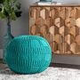 Rugs USA Teal Poufs Knitted Cotton Basketweave Pouf furniture - Casuals 14  H x 20  W x 20  D Rugs USA Teal Poufs Knitted Cotton Basketweave Pouf furniture - Casuals 14  H x 20  W x 20  D 