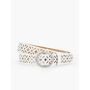 Talbots Perforated Leather Belt - White - Large Talbots Elevate your outfit with our perforated leather belt. Eye-catching elegance. With oval buckle. Features 1 Imported Fit: XS - 37 ; S - 39 ; M - 41 1/2 ; L - 44 1/2 ; XL - 48 1/2  Material: 100% Leather Perforated Leather Belt - White - Large Talbots 