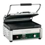 Waring WPG250T Single Panini Press - Cast Iron - Ribbed Plates The Commercial Panini Press by Waring: Panini Supremo Large Panini Grill, electric, single, 14-1/2 x 11 cooking surface, with timer, hinged auto-balancing top plate with heat resistant handles, ribbed cast iron plates, adjustable thermostat 570F... 