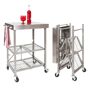 OrigamiRack Origami Stainless Steel Kitchen Island Cart with Wheels Unfolds in under 5 seconds - 100% pre-assembled with no tools, assembly or significant time required Folds flat for easy storage around the kitchen and home. Easily rolls in any surface to ease of mobility while entertaining guests indoor or outdoor Beautiful stainless steel cart to add to your modern kitchen for extra storage or to use as a kitchen island as a food prep and chopping station Included Items: Origami Kitchen Cart and Set of 4 Professional Grade Caster Wheels Overall Product Dimens 